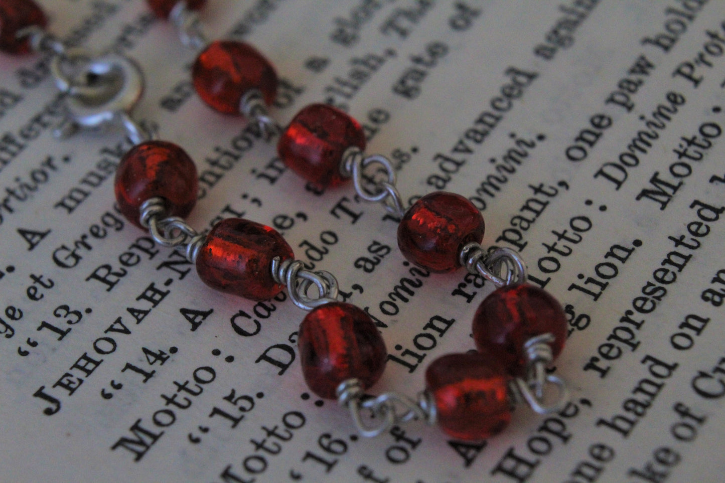 Sterling Silver bracelet with red glass beads