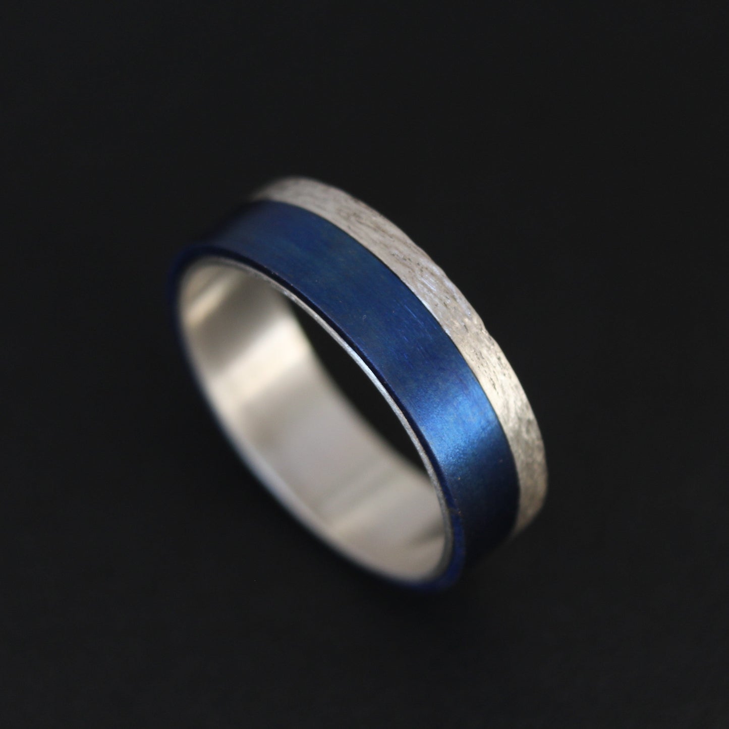Titanium and Sterling Silver pattern ring