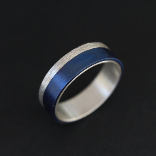 Titanium and Sterling Silver pattern ring