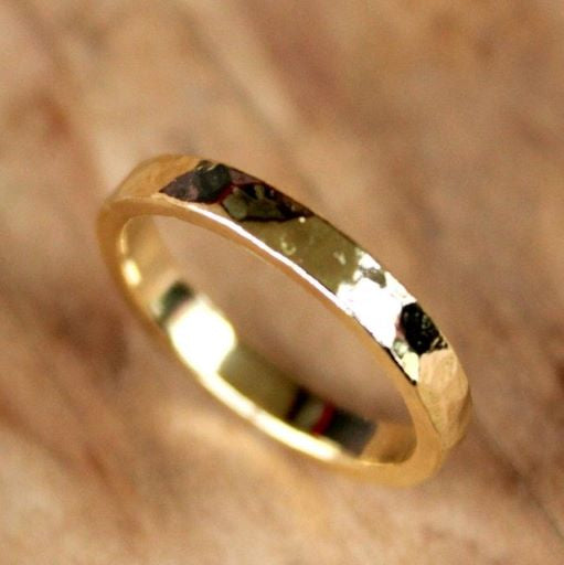 18ct Yellow Gold ring, Hammer tone gold ring
