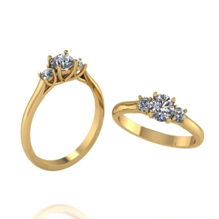 Àlainn Collection Ring trì diamonds Yellow Gold