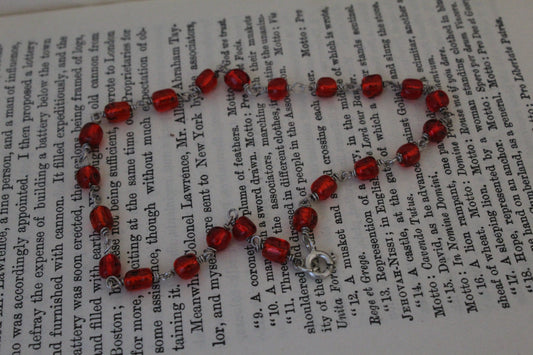 Sterling Silver bracelet with red glass beads