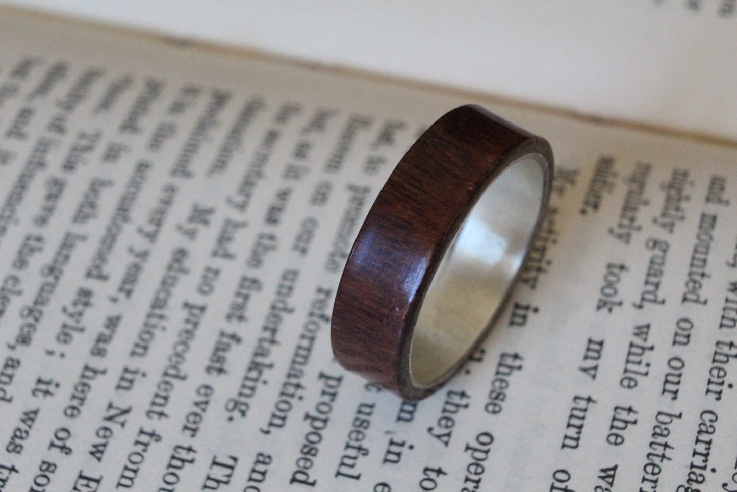 Sterling Silver ring with Australian Victorian River Redgum timbe