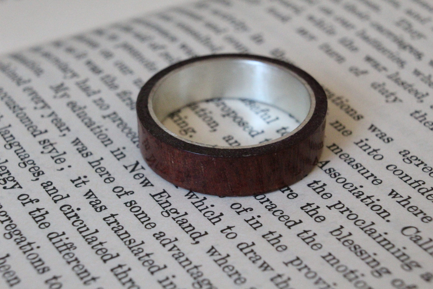 Sterling Silver ring with Australian Victorian River Redgum timbe